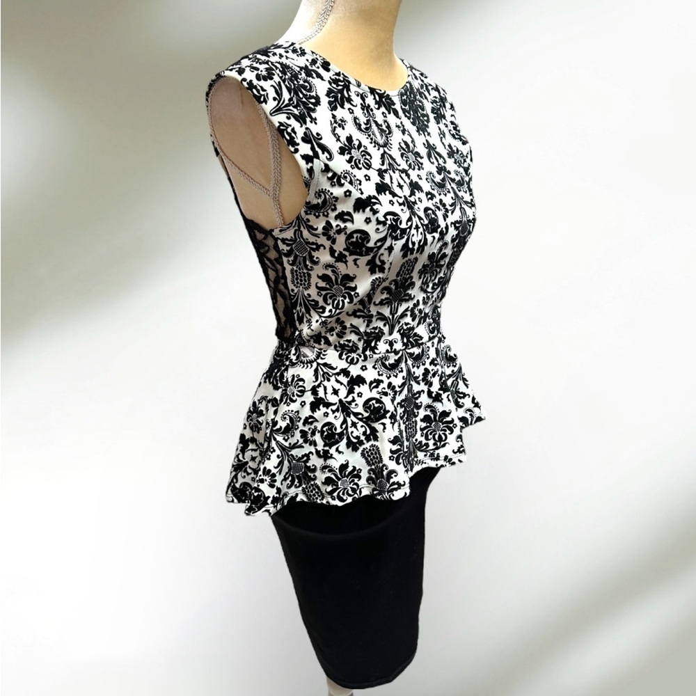 iris Small Paisley Flocked Dress Women Floral Black White Neutral Rose Lace Back